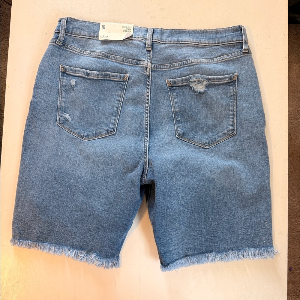 Ana High Rise Denim Bermuda Shorts Jean Shorts - Womens Size 16 Blue Horizon - Picture 13 of 16